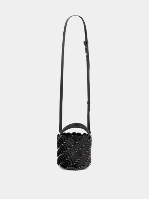 Paco Rabanne SMALL BLACK BUCKET PACO BAG IN LEATHER