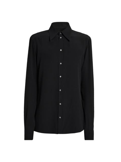 Dolce & Gabbana Men's Point Collar Silk Shirt - Nero