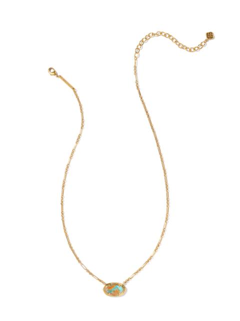 KENDRA SCOTT Elisa Vintage Gold Etch Frame Short Pendant Necklace in Bronze Veined Turquoise Magnesite Red Oyster