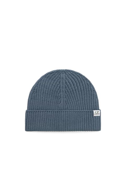 C.P. Company logo-patch ribbed-knit beanie hat