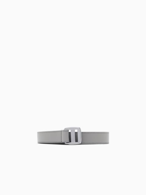 GIORGIO ARMANI SMOOTH LEATHER BELT WITH A DOUBLE RECTANGULAR METAL LOOP