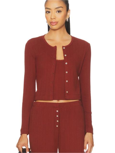 LESET Pointelle Crop Cardigan