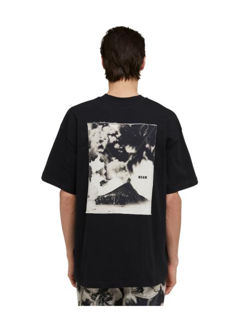 MSGM Cotton crewneck t-shirt with "volcano" print