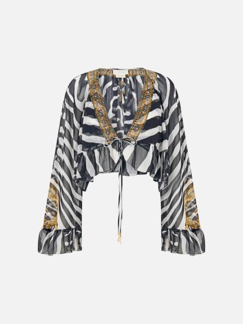 CAMILLA CROP RUFFLE TOP ZIG ZAG ZOO