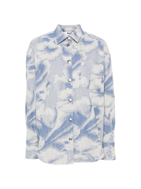 abstract-pattern print cotton-blend shirt