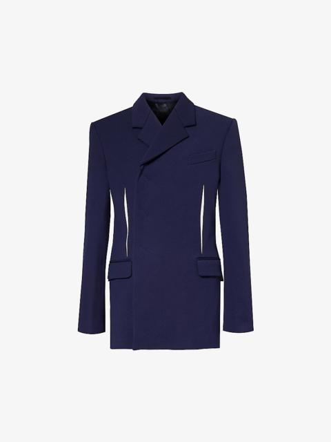 FERRAGAMO Double-breasted contrast-embellished regular-fit stretch-woven jacket