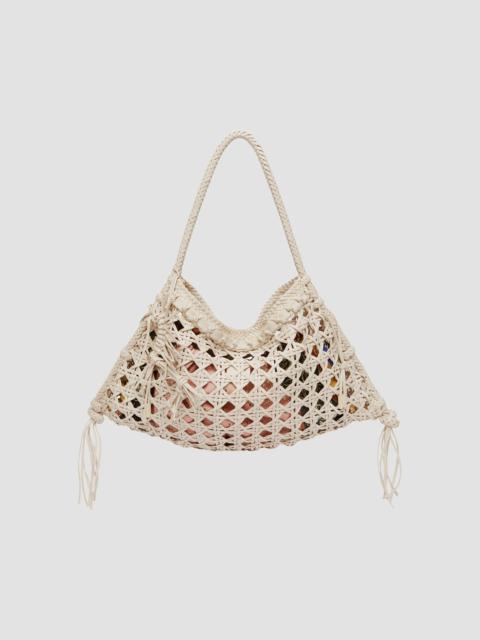 ALÉMAIS Women's Woven Maxi Leather Tote Bag - Ivory