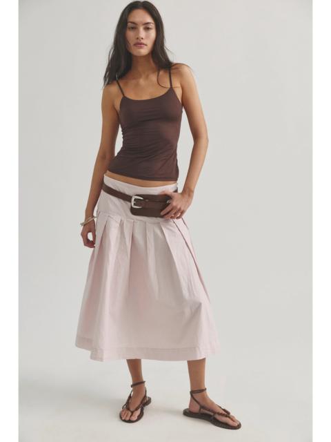 FREE PEOPLE We The Free Skipper Pleated Chino Midi Skirt