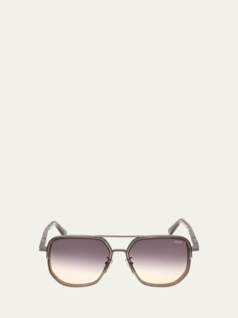 ZEGNA Men's Metal Square Sunglasses