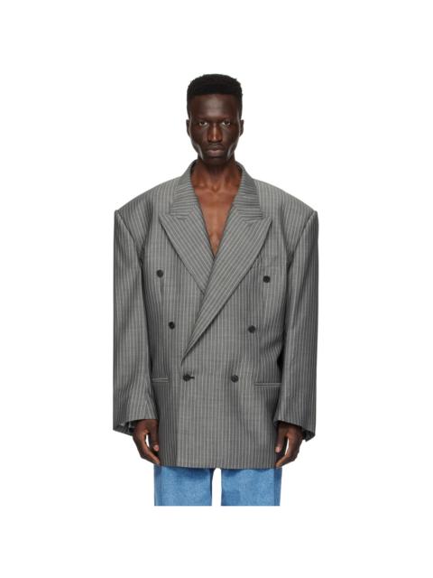 HED MAYNER Gray Striped Blazer