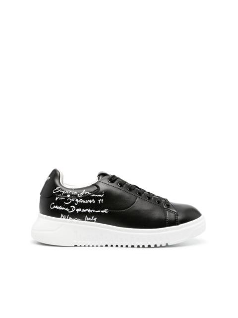 EMPORIO ARMANI calligraphy-print leather sneakers