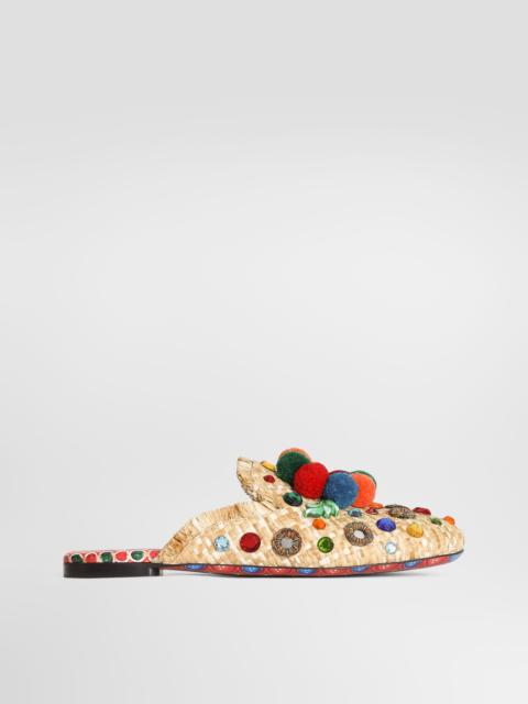 Dolce & Gabbana Raffia mules with embroidery
