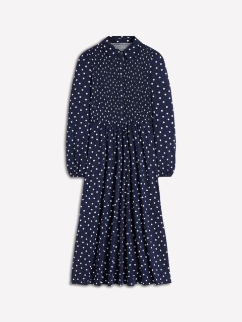 BODEN Smocked Jersey Shirt Dress-French Navy, Painted Dot