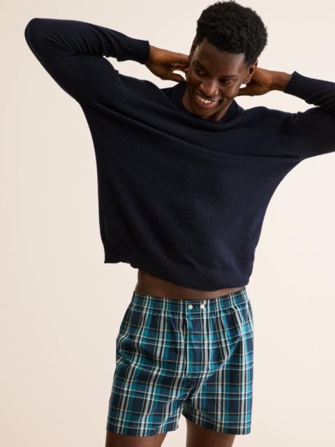 Derek Rose Barker Cotton Classic Fit Boxers Navy Blue & Teal Check