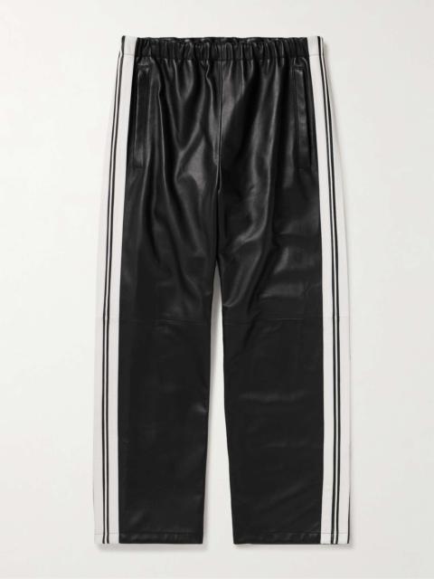 Marni Straight-Leg Striped Nappa Leather Trousers