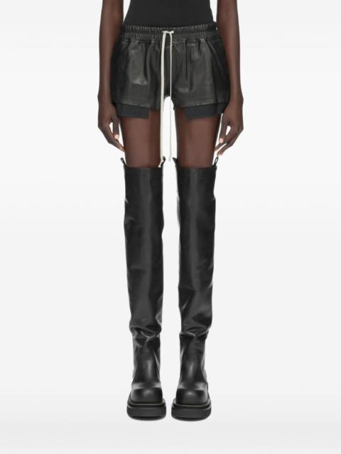 Rick Owens drawstring layered leather shorts