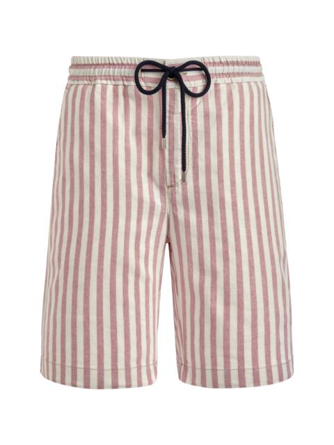 Vilebrequin Men Striped Cotton Linen Bermuda Shorts