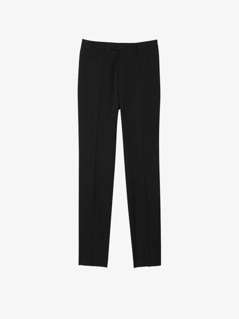 Slim-fit tapered wool trousers