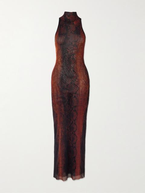 Jean Paul Gaultier Snake-print Mesh Midi Dress