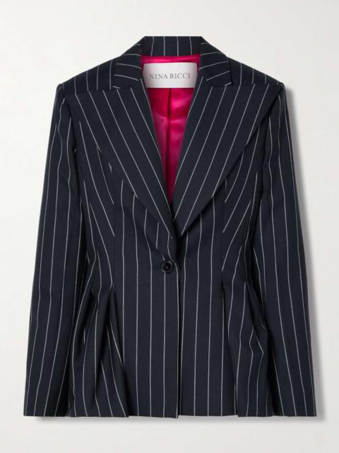 Striped wool-blend peplum blazer