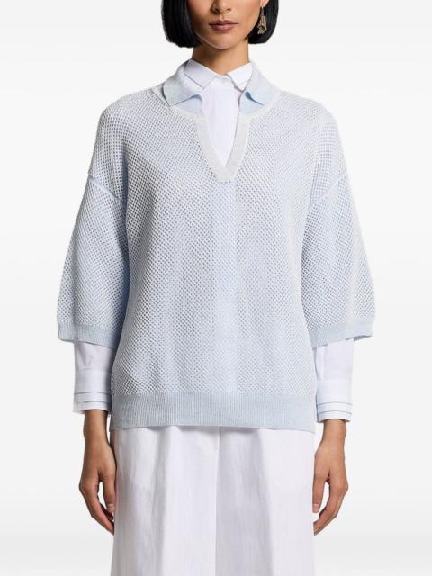PESERICO sequinned cotton yarn polo shirt
