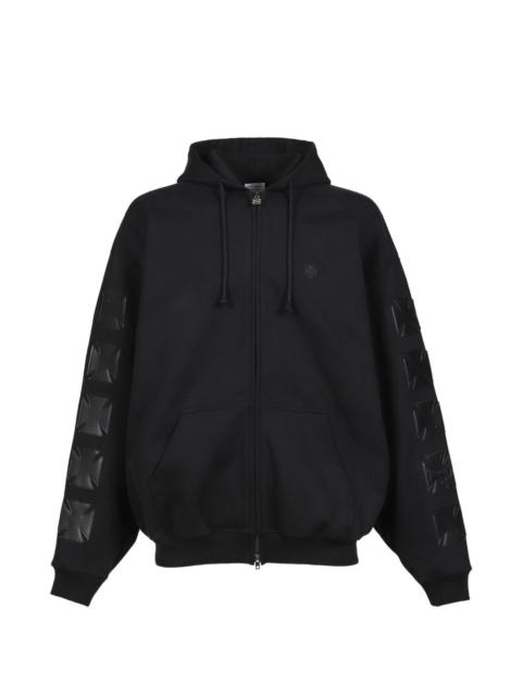 VETEMENTS leather biker cross hoodie