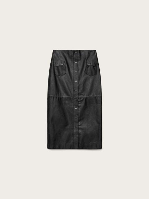 ALLSAINTS ROCK LEATHER MIDI SKIRT
