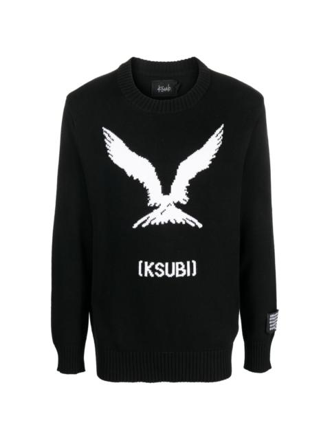 logo-intarsia knitted cotton jumper