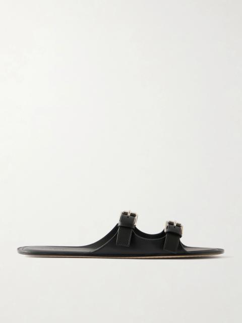 CHRISTEN Buckled Leather Flat Sandals