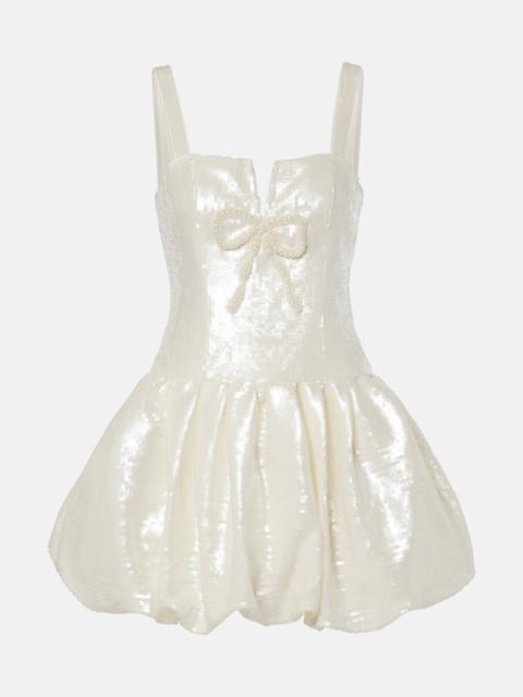 Bridal bow-detail sequined minidress