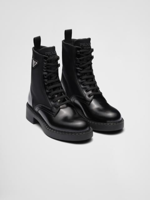 Prada Brushed-leather and Re-Nylon boots