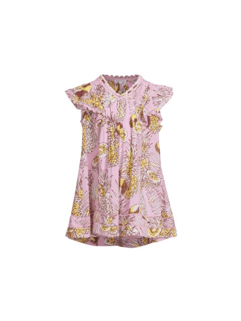 Poupette St Barth Mini Dress Camelia for girls - Pink Karibia