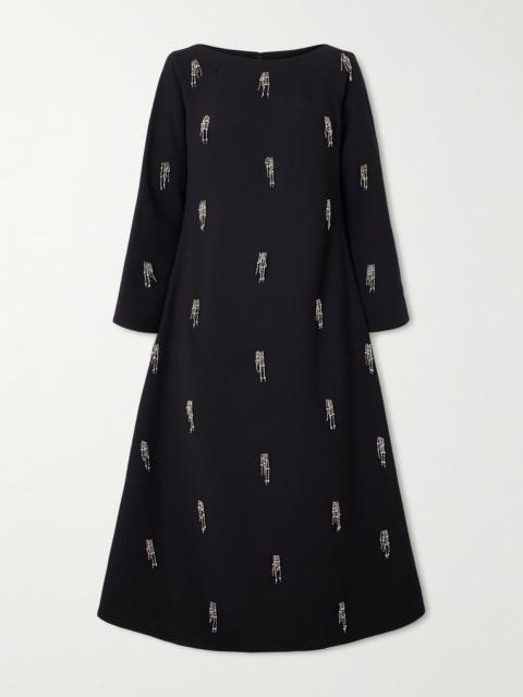 SIMKHAI Coretta Embellished Crepe Midi Dress