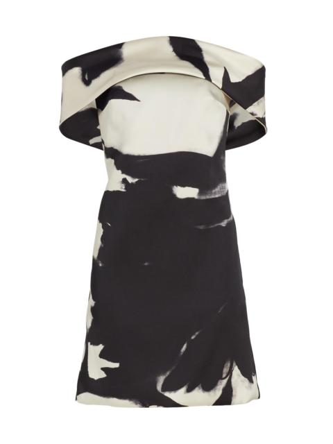 AMSALE Women's Mikado Bow-Back Shadow Minidress - Black White