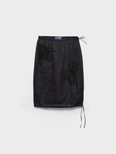 Prada Embroidered organdy midi-skirt