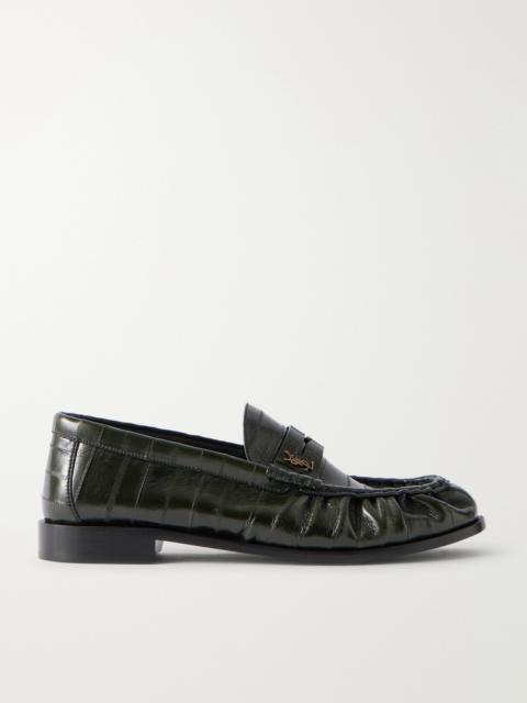 SAINT LAURENT Le Loafer Monogram Croc-effect Leather Loafers