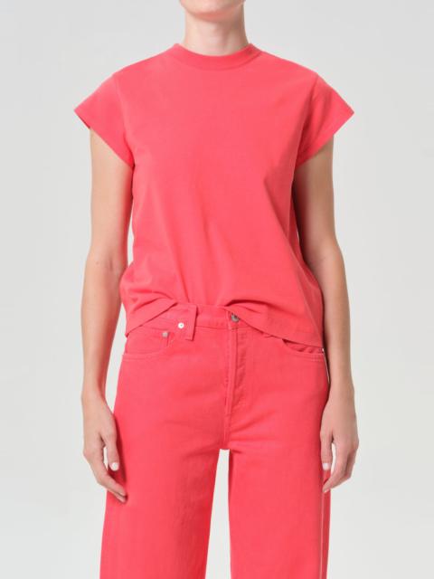 AGOLDE LONG LINE BRYCE CAP SLEEVE TEE IN CARNIVAL