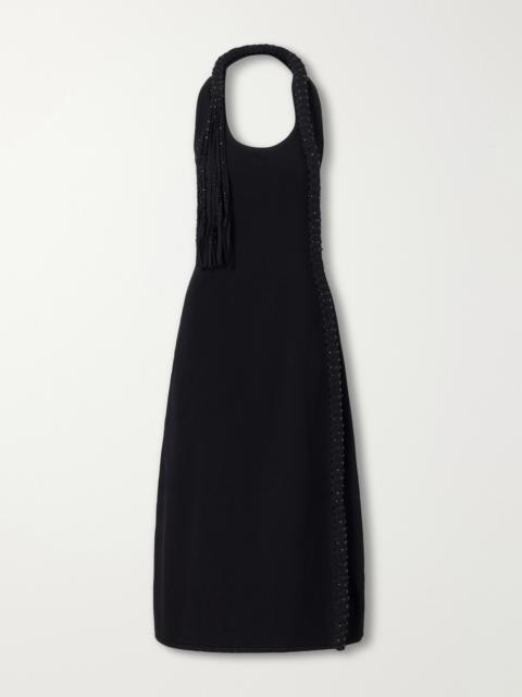 diotima Mane Embellished Crepe Midi Dress