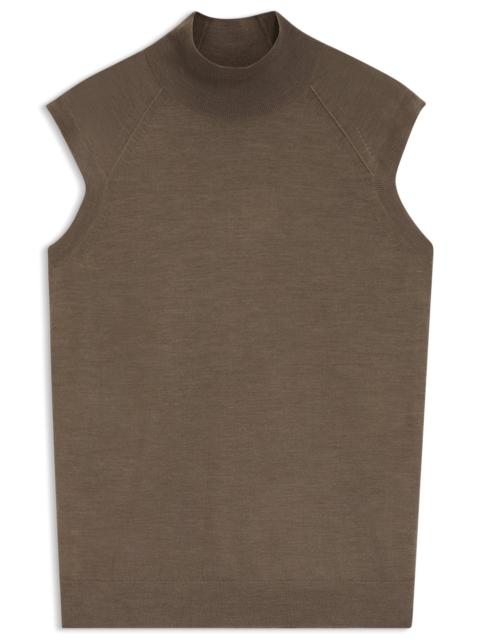 BOSS SLEEVELESS MOCK-NECK SWEATER IN MERINO WOOL