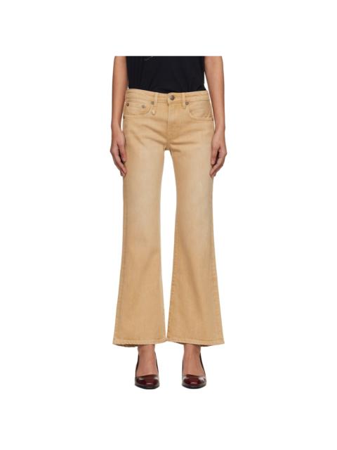 R13 Khaki Joan Cropped Flare Jeans
