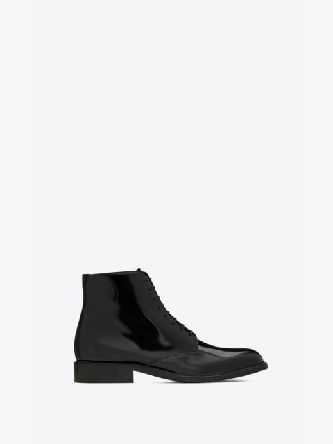 SAINT LAURENT army laced boots in shiny leather