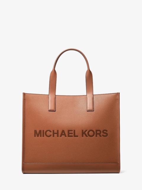MICHAEL KORS Cooper Logo Embossed Pebbled Leather Tote Bag