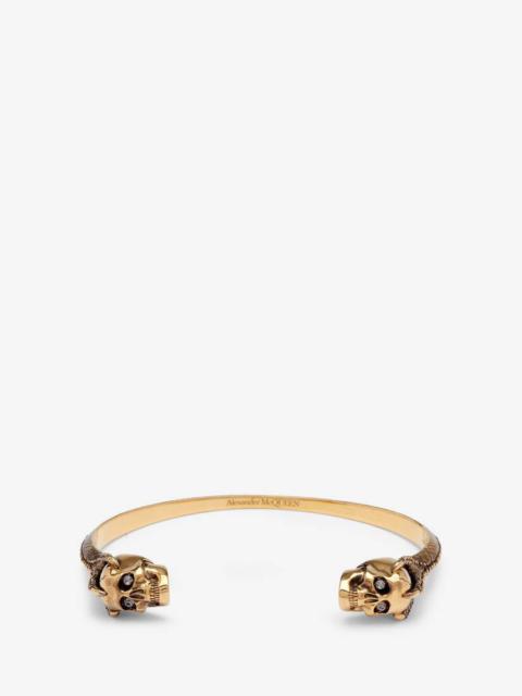 Alexander McQueen Men's Victorian Skull Cuff in Antique Gold