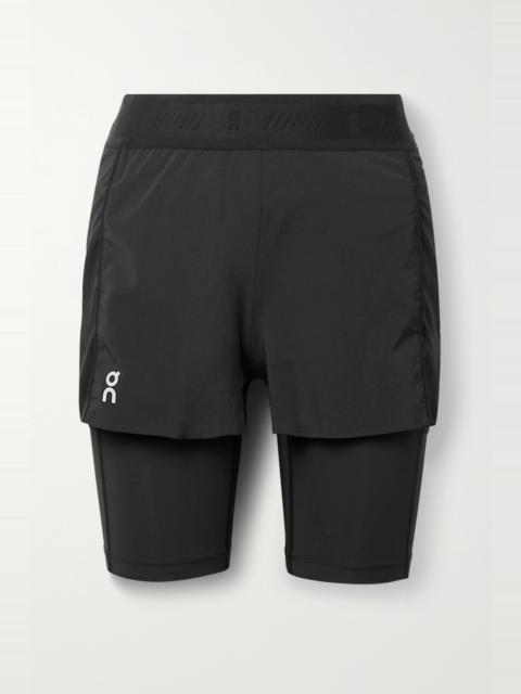 Convertible layered shell and stretch-jersey shorts