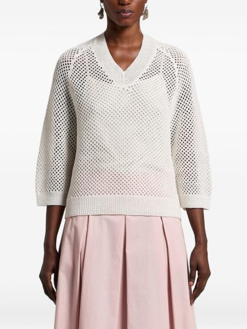 PESERICO sequinnedV-neck open sweater
