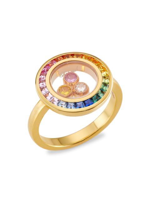 Chopard Women's Happy Diamonds 18K-Gold, Rainbow Sapphire & 0.1 TCW Diamond Ring - Pink