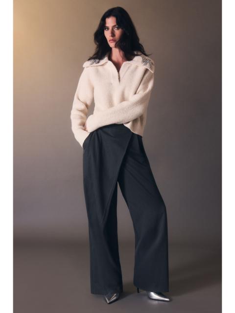 KAREN MILLEN Embellished Cosy V Neck Collar Knit Jumper