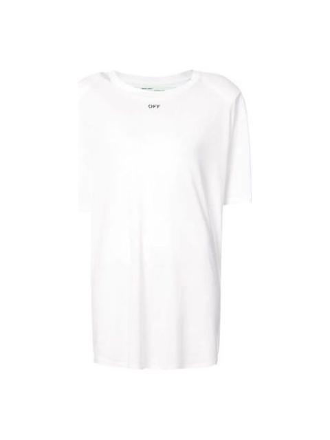 Off-White (WMNS) Off-White Printed Back Slit Crewneck Oversized T-shirt White OWAA035R184040060140