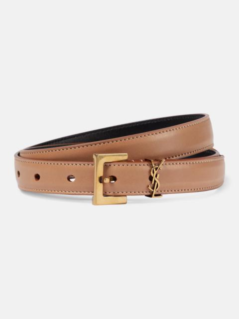 Saint Laurent Animal Print Suede Skinny Belt 90