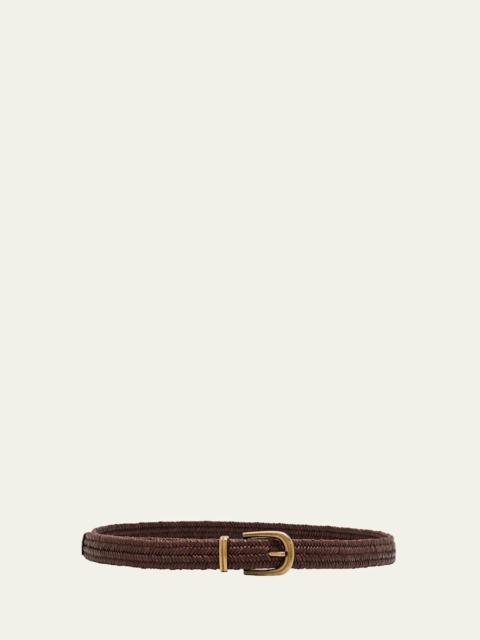 Brunello Cucinelli Braided Oval Buckle Raffia Belt